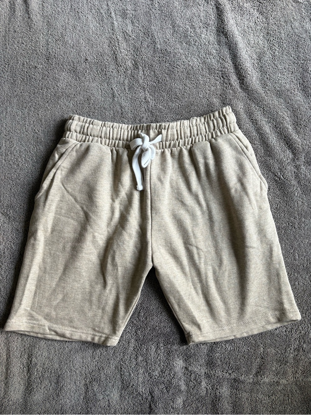 Men's Athletic Drawstring Shorts in Light Beige